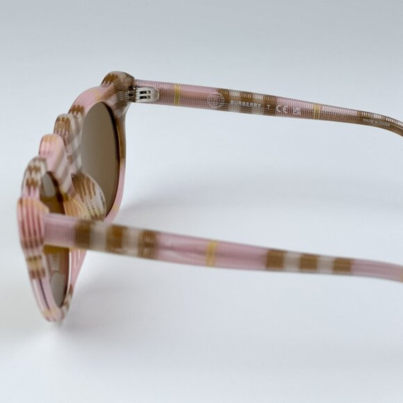Burberry JB4355 397273 KIDS BRAND NEW Sunglasses Check Pink Bronze Round Unisex - Picture 9 of 11